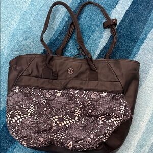 lululemon athletica Black and White Lace Pattern Tote